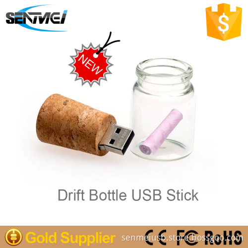 drift bottle design 8gb usb flash drive bottle opener